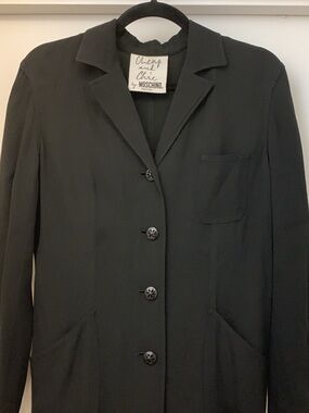 Moschino Black Single-Breasted Women's Blazer with Notch Lapel
